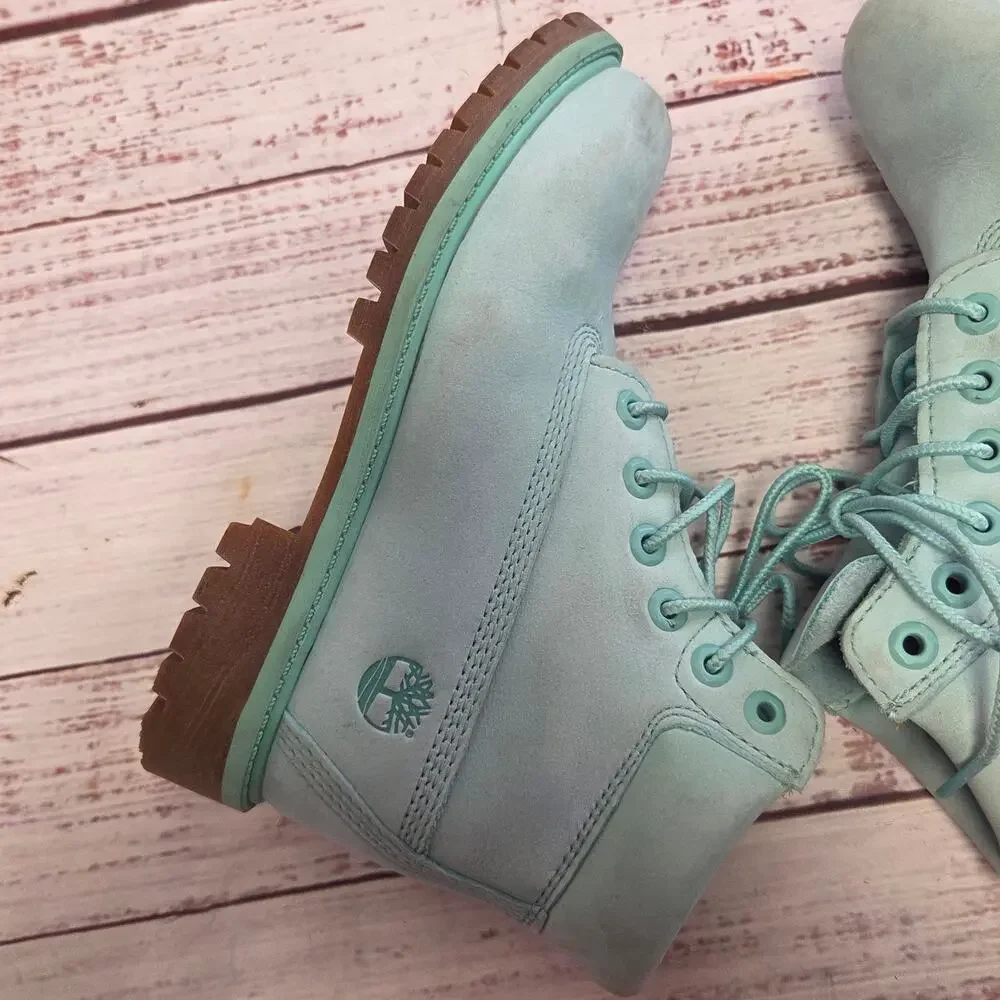 Timberland 50th Anniversary Kids Mint Green Waterproof Boots Size 1